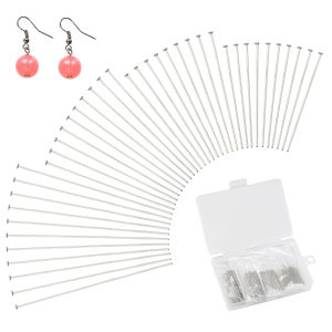 400pcs/box 35-50mm Stainless Steel Flat Pin Stainless Steel T Curved Pin For DIY Jewelry Making Accessories Beading Material
