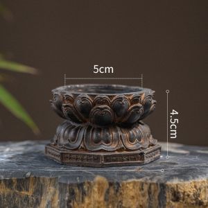 Retro Lotus Candlestick Small Ornament Handcrafts Mid-Century Modern Zen Style round Candle Tray Base Vintage Aesthetic