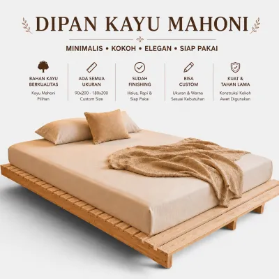 Dipan Kayu Mahoni Estetik Lesehan Anti Rayap - Minimalis Kokoh Elegan Siap Pakai - Berkuatitas Ukuran Custom Sudah Jadi Bisa Custom Kuat & Tahan Lama