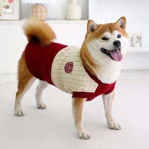 Warm Knitted Sweater for Dogs Winter Fleece Anti Shedding for Shiba Inu Corgi Bichon Small to Medium Size Dogs Vest College Style