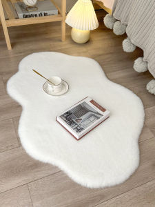 White Rabbit Fur Cloud Carpet Modern Minimalist Style Living Room Bedroom Wardrobe Area Rug Non-Slip Floor Mat Home Decor