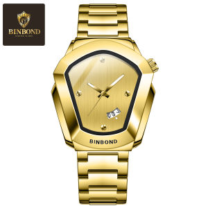 BINBOND New 760 Fashion Business Couple Quartz Watch Waterproof Night Light Single Calendar Diamond Alloy Watch