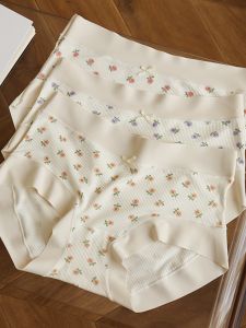 Personal Diary Soft Plaid Modal Young Adult Floral Simple and Seamless Underwear Womens Thin Low Waist Elastic