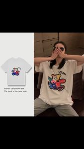 เสื้อยืดผู้หญิง คอกลมแขนสั้น สุดน่ารัก มีลายการ์ตูน น้ำเต็ม แฟชั่นเกาหลี เป็นเตรียมจัดส่งของ M - XXL