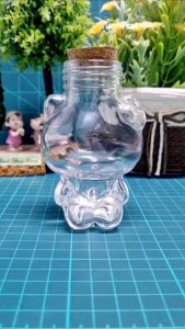 ขวดแก้ว แจกันแก้ว รูปทรงคิตตี สูง 10 ซ.ม. พร้อมจุกปิดฝาคละสี