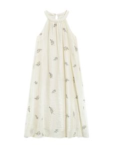 แฟชั่นฝรั่งเศส สไตล์เกาหลี หลวม ลายดอกไม้ เดรส ผู้หญิง ฤดูร้อน 2024 หวาน คอแขวนชายหาด แขนกุด เดรส