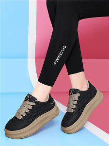 Casual Leather Shoes Womens 2025 New Style Autumn Winter Thick Bottom Bread Shoes Soft Bottom Travel Sports Leisure Board Shoes