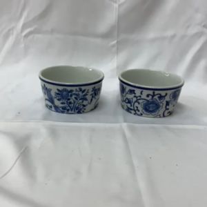 Pot Mangkok Ceper Keramik China Porcelain Biru Putih Porselain Pot Tanaman Mangkuk Wadah Makan