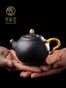 Handmade Black Ceramics Tea Pot Filter Single Potters Simple Home Use Gongfu Tea Set Brewing Pot Small Chinese Style