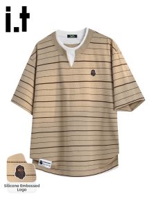 FINGERCROXX | American Retro Style High-end Stripe Round Neck Tshirt