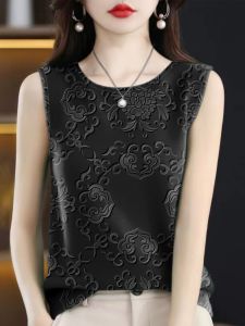 Womens Printed Strapless Vest New Style Outdoor Wear Large Size Fashionable Belly Cover Sleeveless Top with Pocket Square