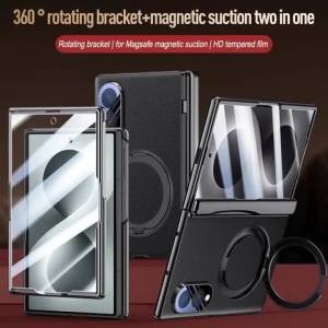 Ốp Lưng Điện Thoại Không Dây Từ Tính Cao Cấp Cho Samsung Galaxy Z Fold 8/7/Ultra - Có Chân Đế Xoay Chống Sốc Kèm Miếng Dán Kính Cường Lực