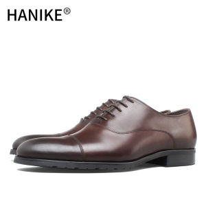 Handmade Genuine Leather Derby Oxford Shoes Mens Business Formal Spring Summer Three-Way Lace-Up Leather Shoes Wedding Shoes