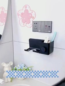Hair Dryer Holder Wall-mounted Bathroom Hair Dryer Bracket Bathroom Storage Rack Punch-free Placing Rack