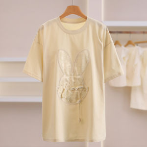 Traditional Chinese Style Rabbit Design Loose T-shirt