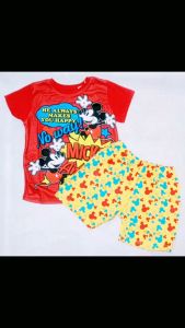 Setelan Anak Import Casual Tshirt Celana Pendek Mickey