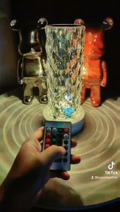 Original LED Crystal Rose Acrylic Night Light & Diamond Design Bedside Lamp