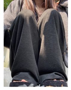 Autumn and Winter Glutinous Rice Pants New Arrival Fleece-lined High Waist Drooping Fat mm 150.00kg Loose Slimming Slim Fit Casual Loose Pants