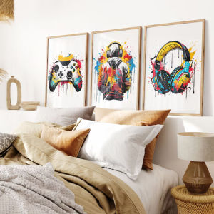 Set of 3 Gaming Prints Poster Gamer Decor Wall Art Posters Teen Room Print Boys Bedroom Living Room Decoration Ideal Gift