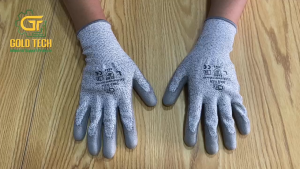 2 ĐÔI GĂNG TAY CHỐNG CẮT GOLDTECH CẤP ĐỘ 5 – CUT RESISTANT GLOVES LEVEL 5 – PHỦ PU – CHỐNG ĐÂM XUYÊN