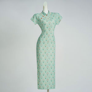 New Chinese Style Modified Cheongsam Green Retro Thin Summer Wearable