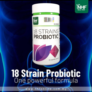 NHF 18 Strains Probiotics 30 Billion CFU HALAL Gut Health Immune system (60 Capsules)