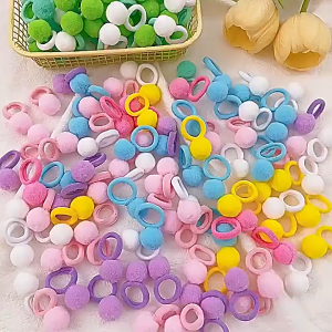 50pcs Colorful Plush Ball High Elastic Hair Bands Baby Cute Soft Ball Rubber Band Girls Hair Ties Kids Hair Accessories