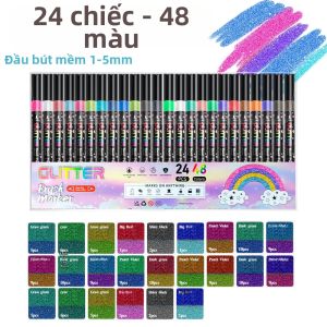 hopk | Bút Dạ Quang Acrylic 24/48 Màu Lấp Lánh Dùng Vẽ Trên Đá Gốm Thủy Tinh Gỗ Vải Bộ Dụng Cụ Vẽ Tranh Làm Thủ Công