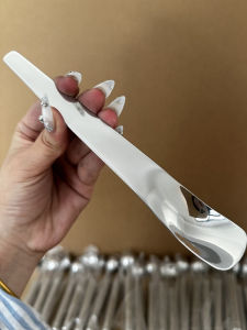 BoShangJia 304 Stainless Steel Spatula Long Handle Thickened Flat Head Stirring Spoon Cake Bread Cheese Spoon Dessert Spoon
