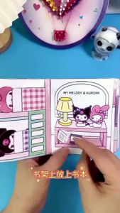 Sanrio หนังสือภาพการ์ตูน DIY ของเล่นหนังสือทำมือ ไม่ต้องตัด สมุดภาพบ้านตุ๊กตา ของเล่นคลายเครียด เฝึกสมาธิ เสริมพัฒนาการ