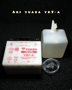 Aki motor thunder accu yuasa aki thunder Yb7-a original komplit 1 set