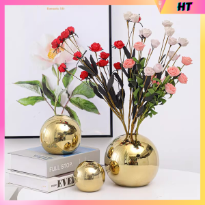 Golden Electroplated Ceramic Plants Flower Vase Decoration