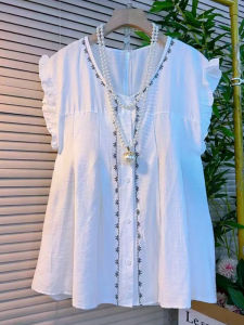 เสื้อยืดแขนสั้นลายดอกไม้สไตล์เกาหลีไซส์ใหญ่ ทรงหลวม ปกกลม สำหรับผู้หญิง ชุดทำงานฤดูร้อน แฟชั่น