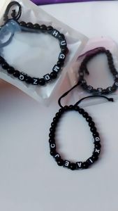 Gelang Tali Hitam Huruf Kekinian Viral Tiktok Handmade Pria & Wanita Model Korea Serut Double Layer Motif Huruf Simple