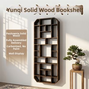 Retro Wall Mounted Solid Wood Display Rack for Teapot Showcases in Living Rooms or Tea Rooms