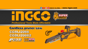 INGCO 20V BRUSHLESS MINI CHAIN SAW 6" 150MM 2X2.0AH CHARGER CGSLI20662