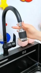 Vòi Bếp Đa Năng Màu Đen Xoay 360 Độ Lọc 3 Chế Độ Đầu Nối Tiết Kiệm Nước Ren Đồng