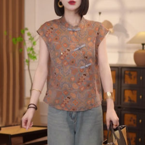 Shalldoer | เสื้อเชิ้ตผู้หญิงสไตล์เกาหลี ฤดูร้อนปี 2025 ดีไซน์ลำลอง เสื้อตัวบนคอกลมแขนยาว 3 กระดุม ทรงตรง ผ้าผสมคอตตอน