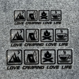 CANPING LOVE LIFE Camping Car Stickers Wilderness Campfire Adventure Car Decoration Stickers Coffee RV Off Road Waterproof For Tail Box Sticker