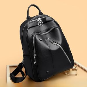 กระเป๋าเป้สะพายหลังผู้หญิงหนังนิ่ม ความจุขนาดใหญ่ กระเป๋าเดินทาง กระเป๋าเดินทางแบบสะพายไหล่คู่ กระเป๋าเดินทางแบบลำลองสำหรับฤดูร้อน 2025