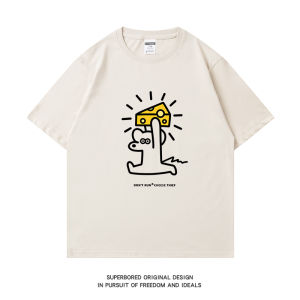 MENGMIANQISHI | Cartoon Print Casual Cotton Short Sleeve T-shirt