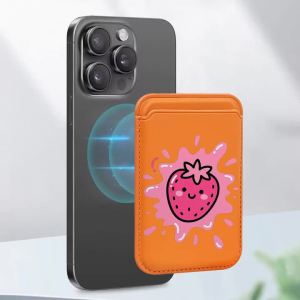 Mashed Pink Strawberry Pattern Card Holder Magnetic For iPhone 17 Pro Max For Samsung Galaxy S26 Ultra For MagSafe Wallet Cover