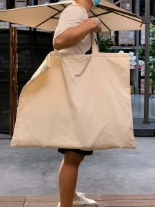 Large Size Canvas Shopping Bag Tote Bag Single Shoulder Cloth Bag Eco-friendly Bag Pure Color Flat Style for Business And Daily Use