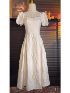 French Luxurious White Evening Gown Womens Summer Fashion Retro High-End Feelings Absolutely Beautiful Long Dress A-Line Skirt