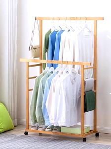 LACC Clothes Drying Rack With 2 Pole High-grade Wheel Clothes Rack Clothes Hanger Movable for Indoor Bedroom Home Organizer