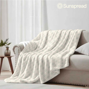 Beast Kingdom | beige green leaf damask Soft Warm Flannel Blanket Lightweight Cozy Christmas Halloween Home Decor Room