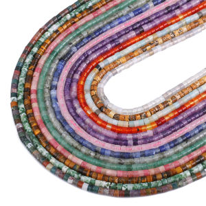 3x2mm 155Pcs/Str Natural Stone Cylinder Tiger Eye Aged Quartz Avenue Amethyst Beads for DIY Necklace Bracelet Jewelry Making