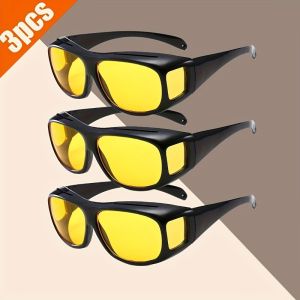 3pcs Anti Glare Night Vision Driver Goggles Fashionable Sunglasses Bicycle Goggles Night Driving Goggles