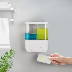 500 ML *2 Large-Capacity Wall-Mounted Dual-Head Automatic Sensor Soap Dispenser Installation Household Hand Dish Washing Machine