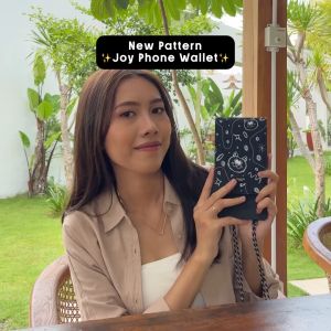 Joy Black Cosmos - Tas Dompet Hp Pria Kalung Gantung Leher Dompet Kartu Cowok Cardholder Selempang Phone Wallet Dinamican Supply